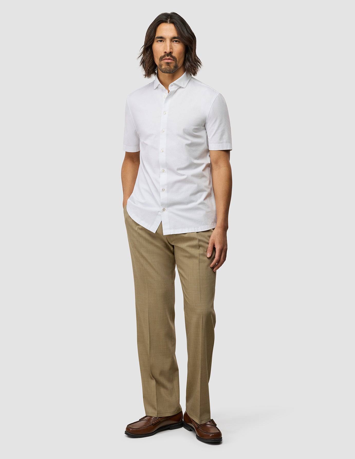 Tech Wool Suit Pants Relaxed Fit Sand
